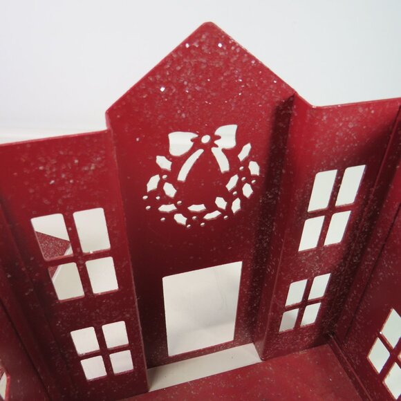 Thick Red Metal House Glittered Luminary Candle Holder White Barn Candle Co - Picture 9 of 13